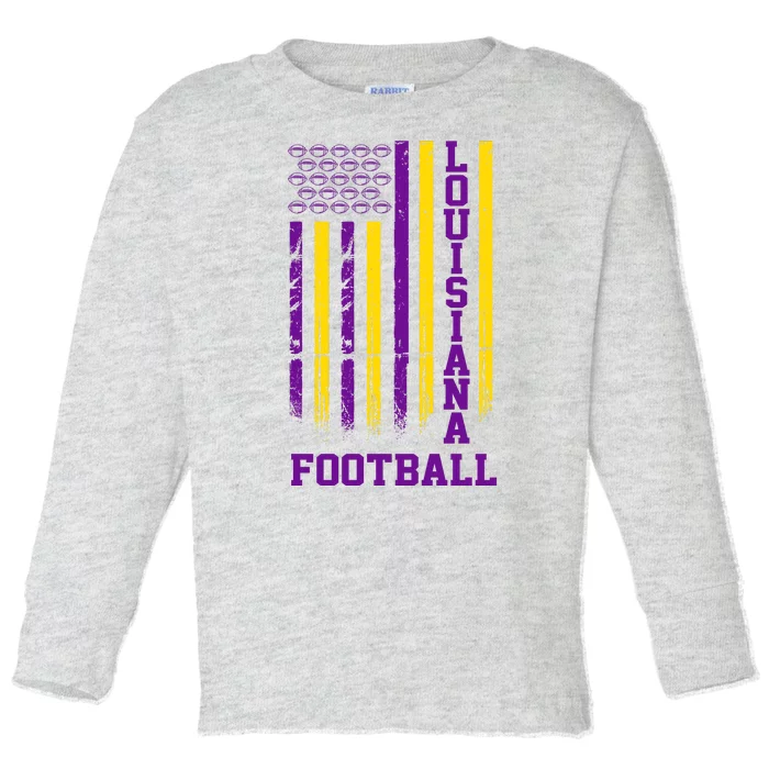 Louisiana Football Fan American Flag Toddler Long Sleeve Shirt