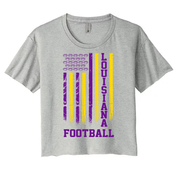 Louisiana Football Fan American Flag Women's Crop Top Tee