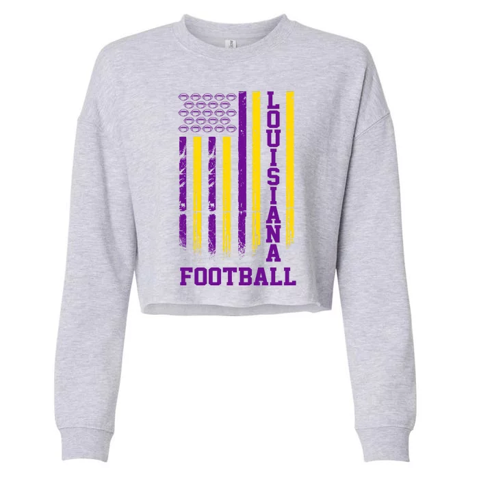 Louisiana Football Fan American Flag Cropped Pullover Crew