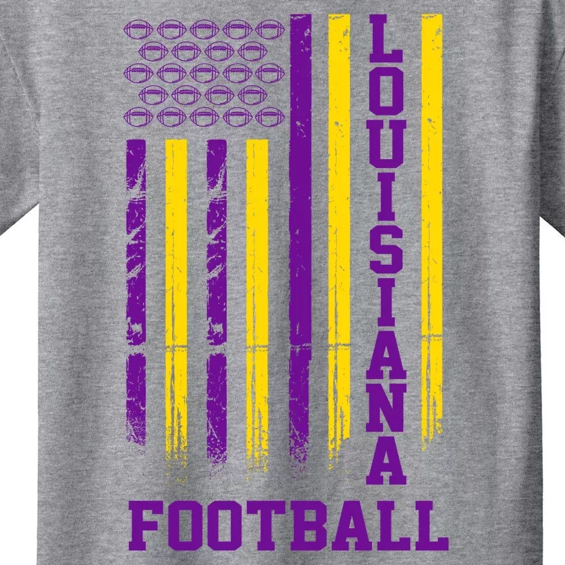 Louisiana Football Fan American Flag Kids T-Shirt