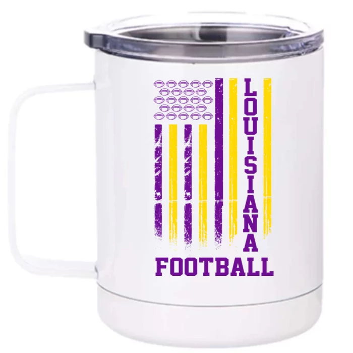 Louisiana Football Fan American Flag Front & Back 12oz Stainless Steel Tumbler Cup