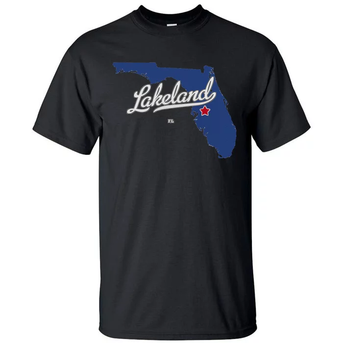 Lakeland Florida FL Map Tall T-Shirt