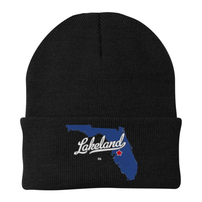 Lakeland Florida FL Map Knit Cap Winter Beanie