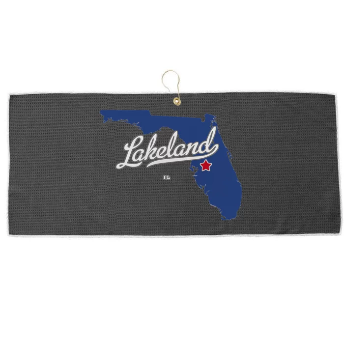 Lakeland Florida FL Map Large Microfiber Waffle Golf Towel