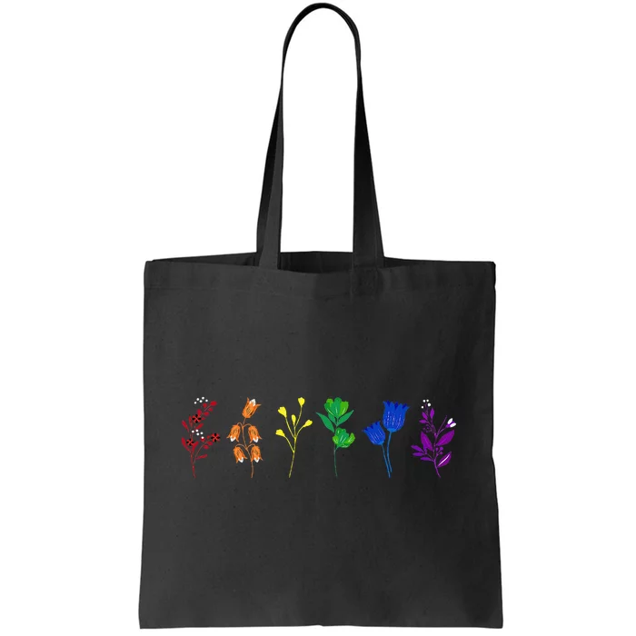 LGBTQ Flowers Floral LGBTQIA+ Pride Month Wildflower Gift Tote Bag