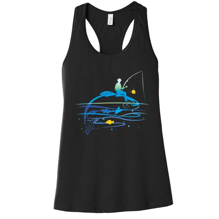 Leisure Fishing Funny Fishing Saying Women's Racerback Tank