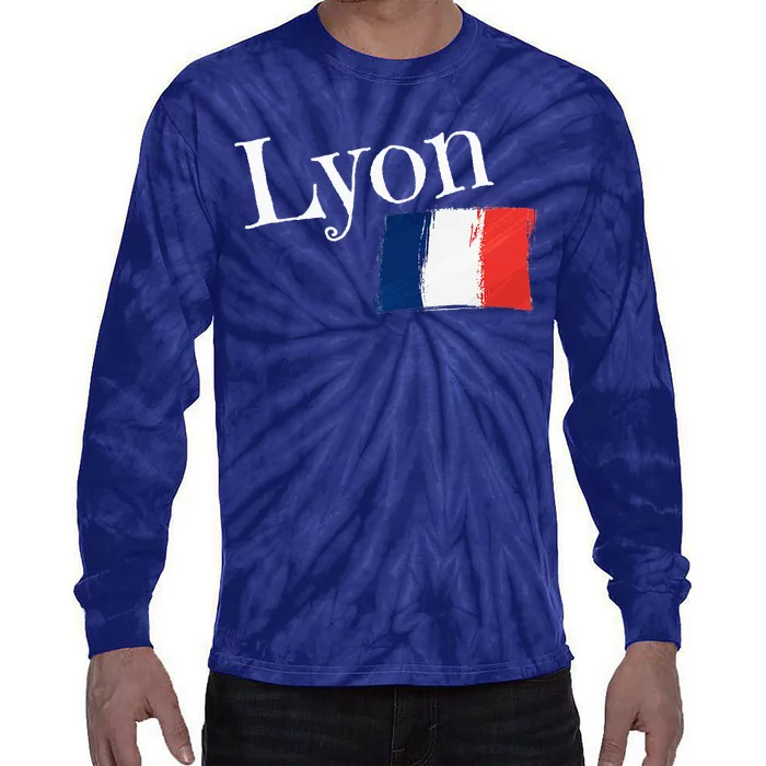 Lyon France Flag French City Of Lyon Tie-Dye Long Sleeve Shirt