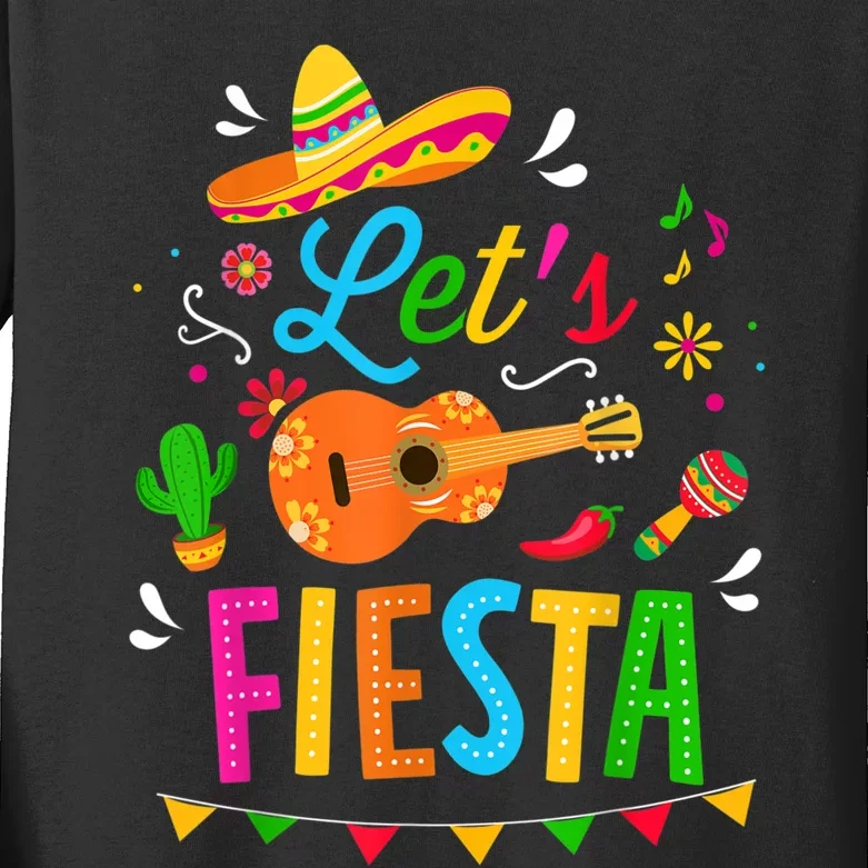 Let's Fiesta For Funny Cinco De Mayo Costume Party Kids Long Sleeve Shirt