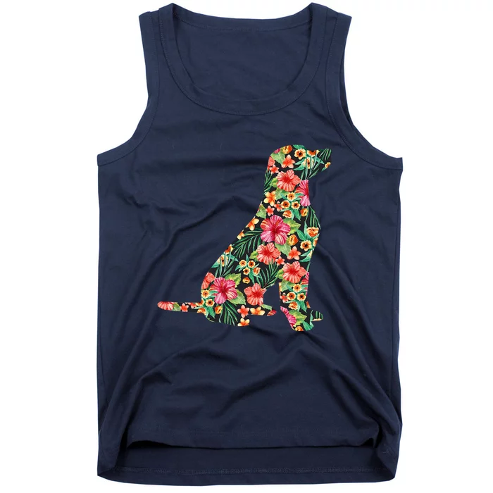 Labrador Flower Funny Dog Silhouette Floral Gifts Tank Top