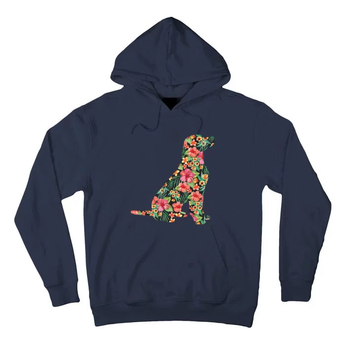 Labrador Flower Funny Dog Silhouette Floral Gifts Women Men Tall Hoodie