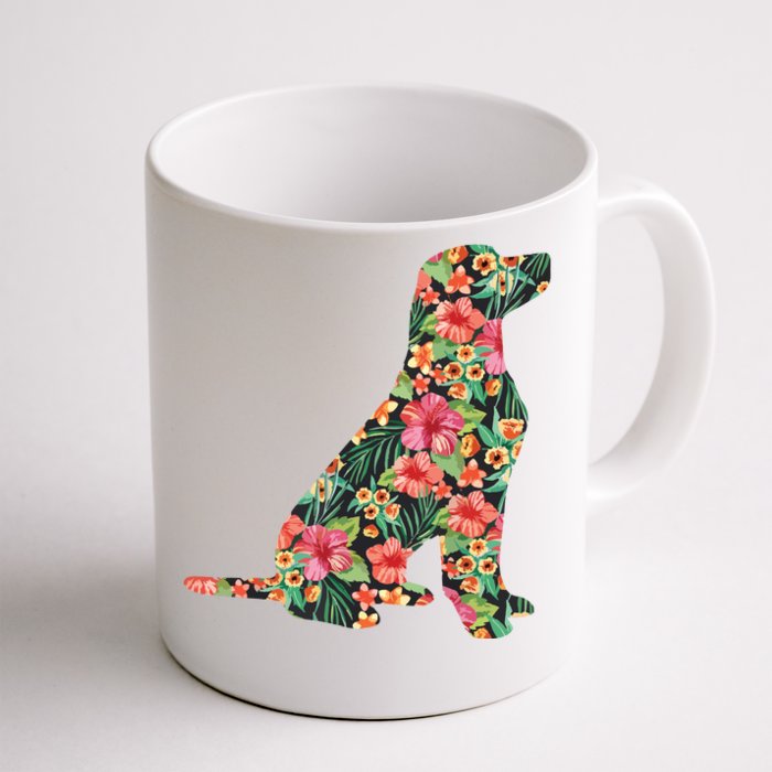 Labrador Flower Funny Dog Silhouette Floral Gifts Women Men Front & Back Coffee Mug