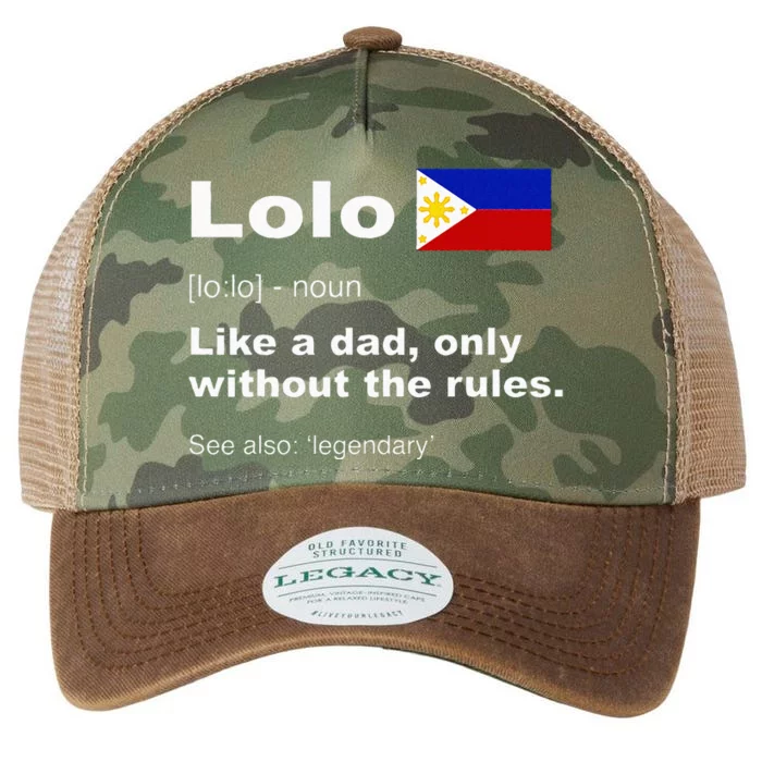 Lolo Filipino Grandpa Definition Funny Fathers Day Legacy Tie Dye Trucker Hat