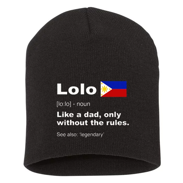 Lolo Filipino Grandpa Definition Funny Fathers Day Short Acrylic Beanie