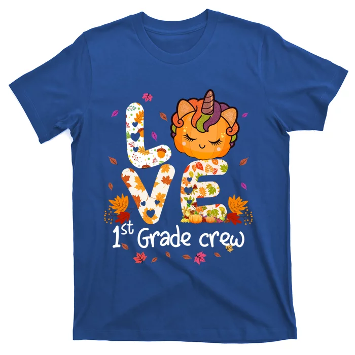 Love First Grade Crew Unicorn Pumpkin Halloween Matching Gift T-Shirt