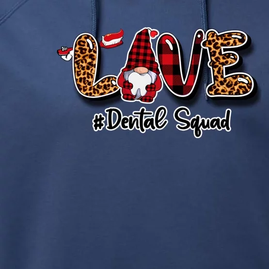 Love Funny Gnome Dental Squad Dentist Valentine's Day Dental Gift Performance Fleece Hoodie