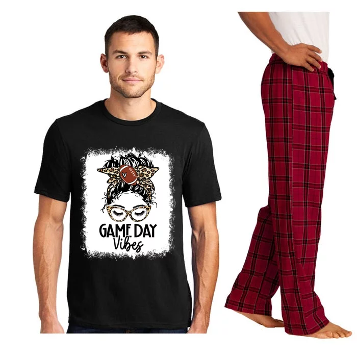 Leopard Football Game Day Vibes Football Mom Mothers Day Gift Pajama Set