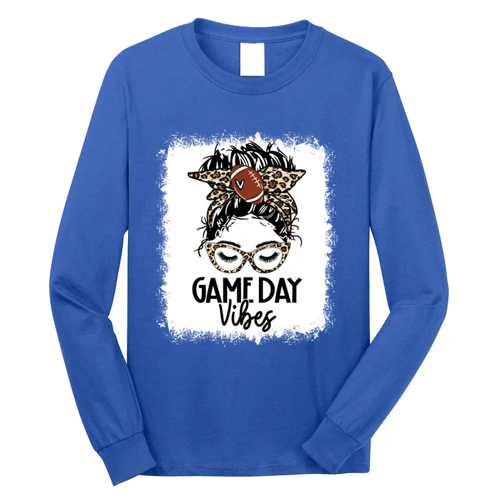 Leopard Football Game Day Vibes Football Mom Mothers Day Gift Long Sleeve Shirt