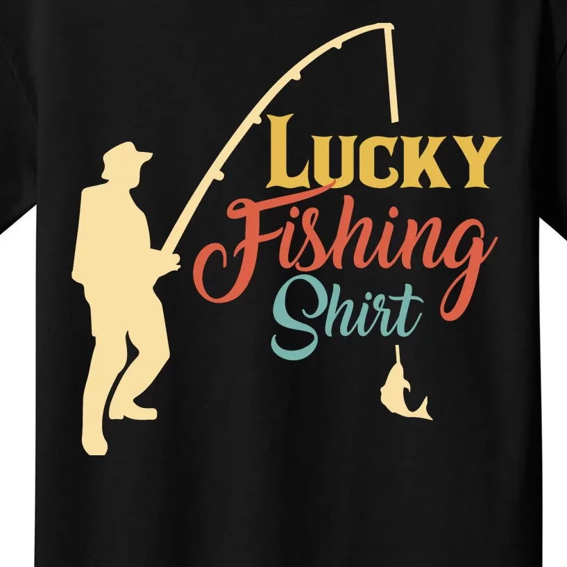 Lucky Fishing Gift For Fishing Dad Kids T-Shirt