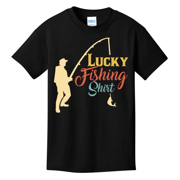 Lucky Fishing Gift For Fishing Dad Kids T-Shirt