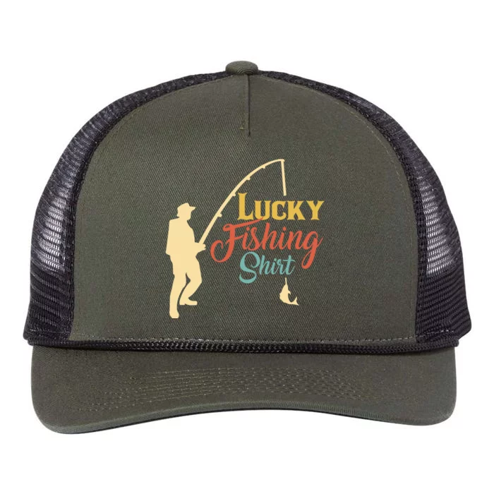 Lucky Fishing Gift For Fishing Dad Retro Rope Trucker Hat Cap