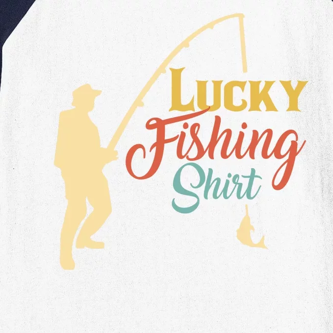 Lucky Fishing Gift For Fishing Dad Baseball Sleeve Shirt