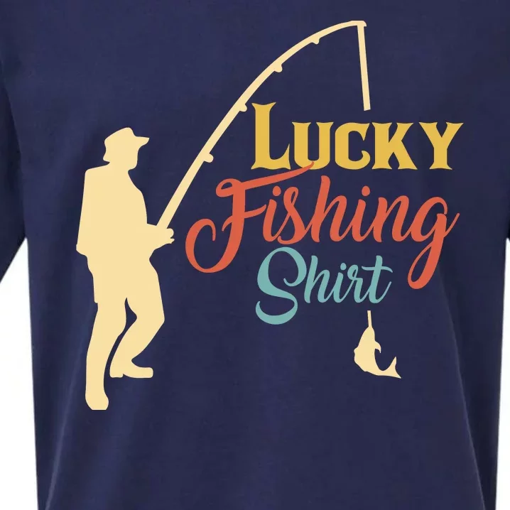 Lucky Fishing Gift For Fishing Dad Sueded Cloud Jersey T-Shirt