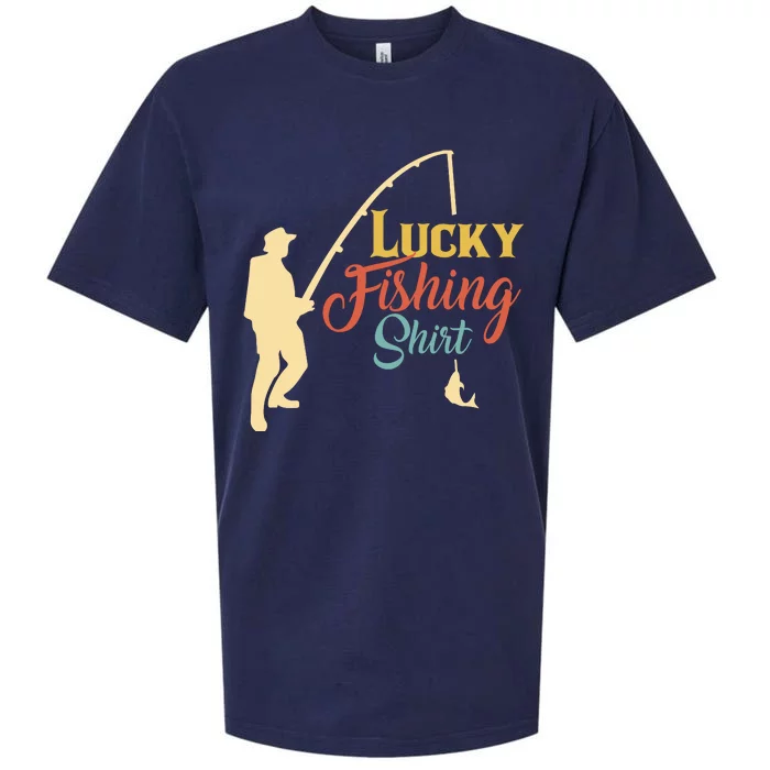 Lucky Fishing Gift For Fishing Dad Sueded Cloud Jersey T-Shirt