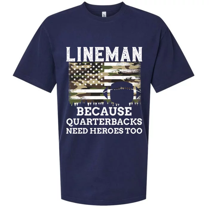 Lineman Football Gift Patriotic American Flag Camouflage Sueded Cloud Jersey T-Shirt