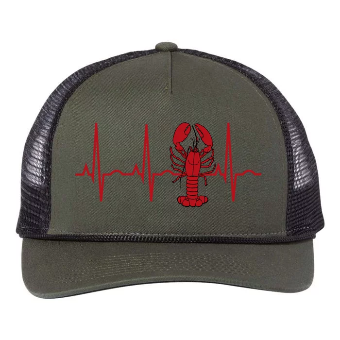 Lobster Funny Gift Lobster Heartbeat Hooded Gift Gift Retro Rope Trucker Hat Cap