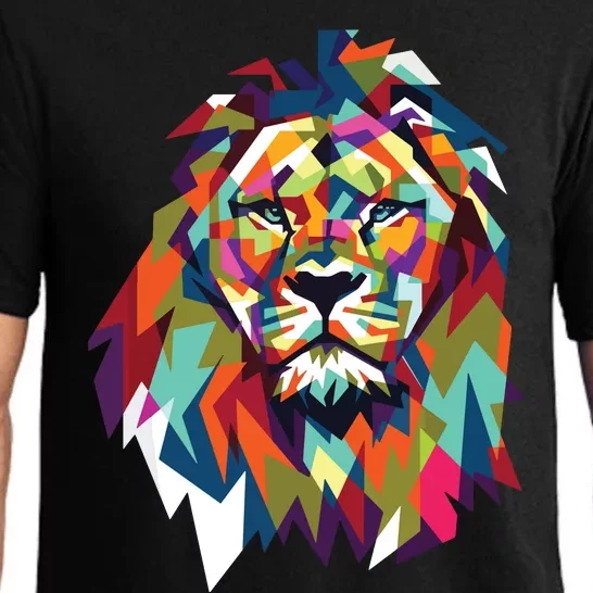 Lion Face Geometric Art Wildlife Animal Lovers Leo Star Sign Pajama Set