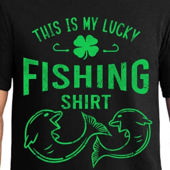 Lucky Fishing Gift Funny Shamrock Fisher Gift Gift Pajama Set