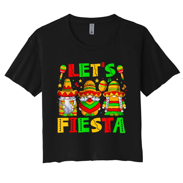 Let's Fiesta Gnome Cinco De Mayo 5th May Mexican Men Women Women's Crop Top Tee