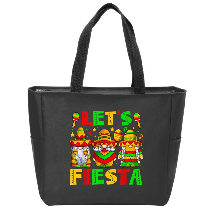 Let's Fiesta Gnome Cinco De Mayo 5th May Mexican Men Women Zip Tote Bag