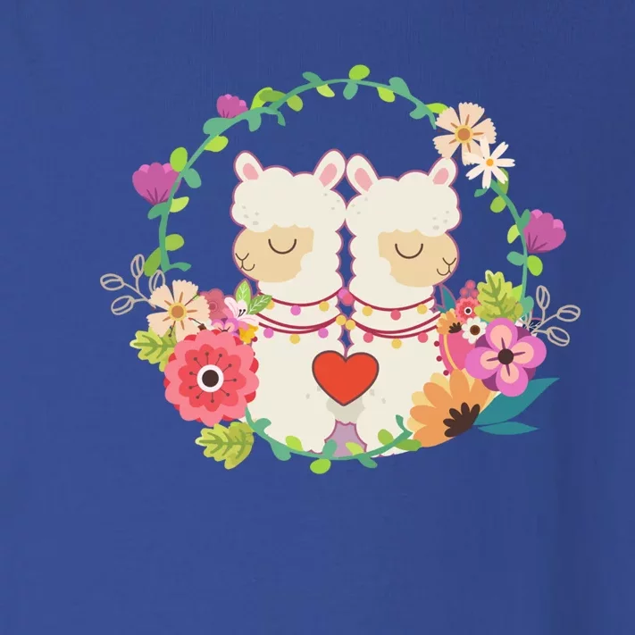 Llama Flowers Heart Alpaca Valentine's Day Gift Toddler Long Sleeve Shirt