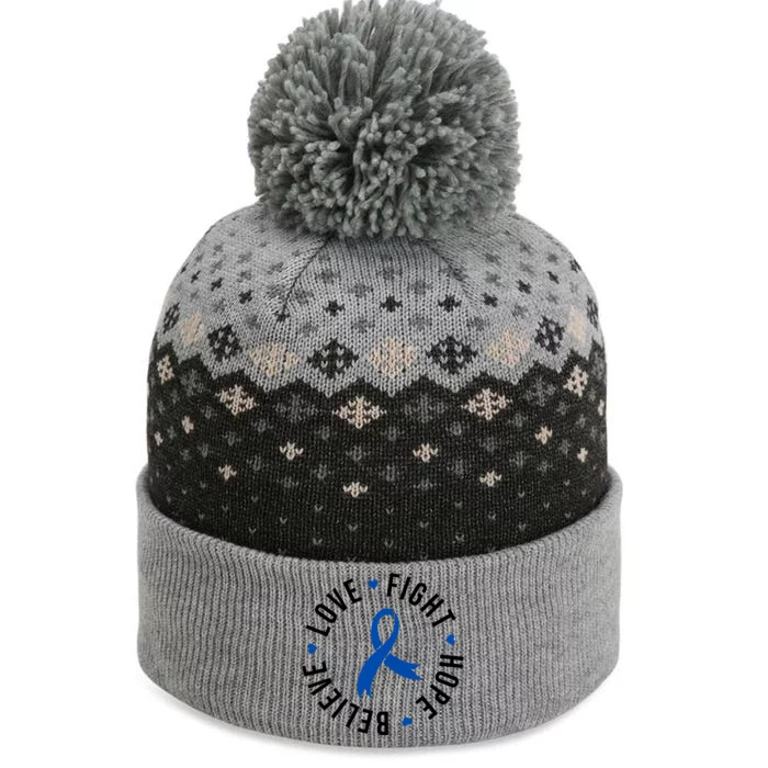 Love Fight Hope And Believe Colon Cancer Awareness The Baniff Cuffed Pom Beanie