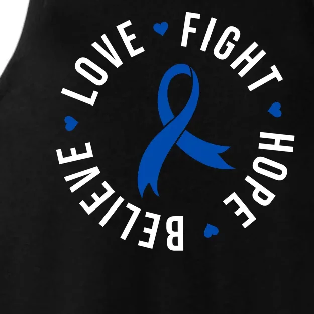 Love Fight Hope And Believe Colon Cancer Awareness Ladies Tri-Blend Wicking Tank