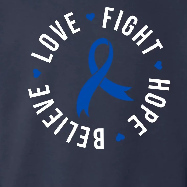 Love Fight Hope And Believe Colon Cancer Awareness Toddler Hoodie