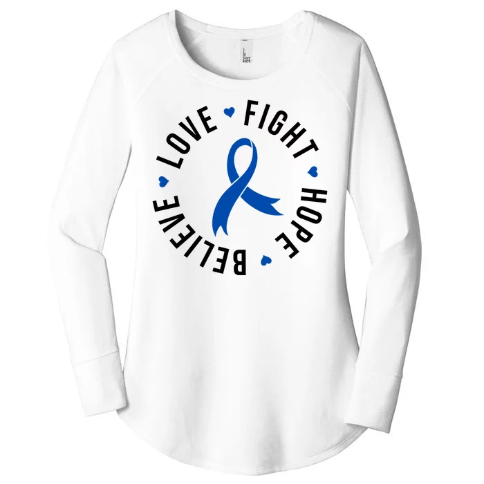 Love Fight Hope And Believe Colon Cancer Awareness Women's Perfect Tri Tunic Long Sleeve Shirt