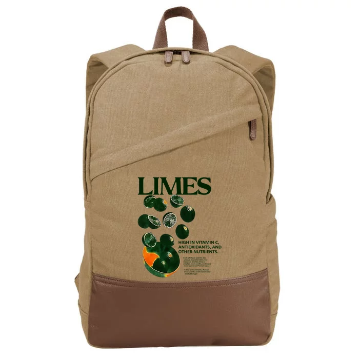 Limes Funny High In Vitamin C Antioxidants Other Nutrients Cotton Canvas Backpack