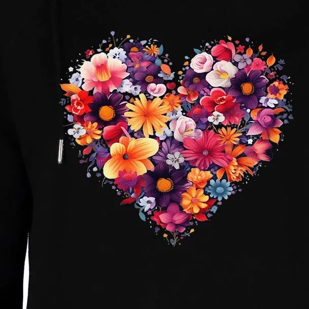 Lovely Flower Hearts Womens Funnel Neck Pullover Hood