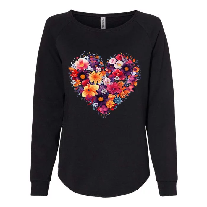 Lovely Flower Hearts Womens California Wash Sweatshirt