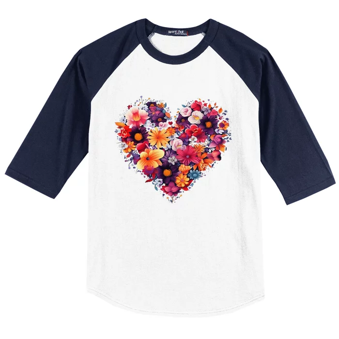 Lovely Flower Hearts Baseball Sleeve Shirt