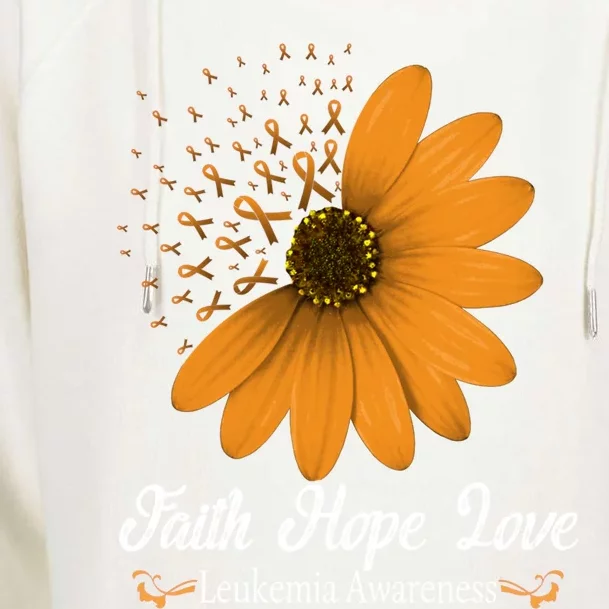 Leukemia Faith Hope Love Orange Ribbon Blood Cancer Support Gift Womens Funnel Neck Pullover Hood