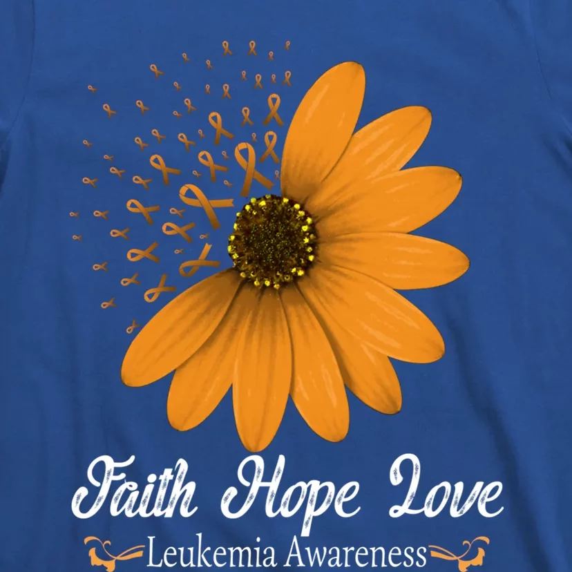 Leukemia Faith Hope Love Orange Ribbon Blood Cancer Support Gift T-Shirt