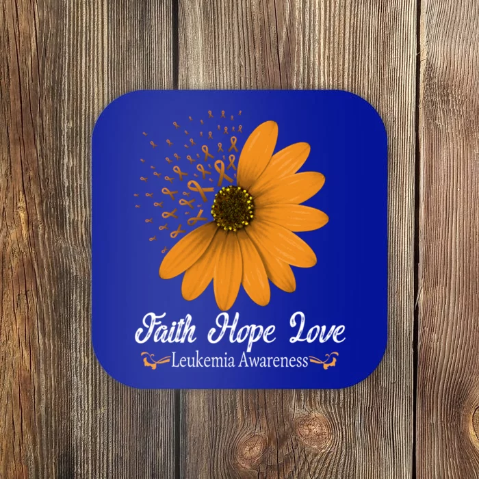 Leukemia Faith Hope Love Orange Ribbon Blood Cancer Support Gift Coaster