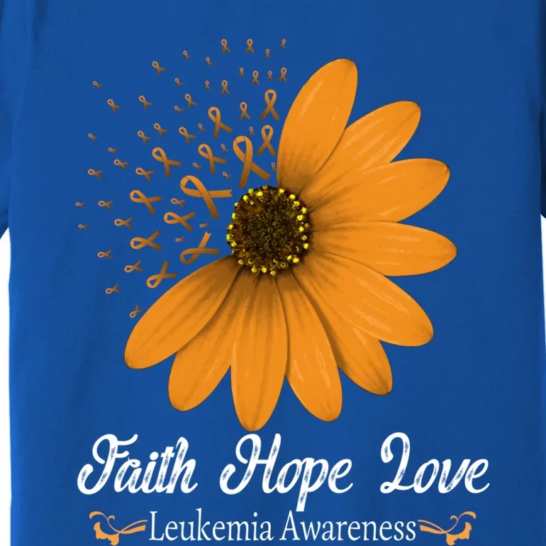 Leukemia Faith Hope Love Orange Ribbon Blood Cancer Support Gift Premium T-Shirt