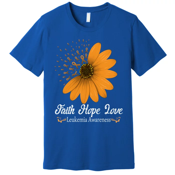 Leukemia Faith Hope Love Orange Ribbon Blood Cancer Support Gift Premium T-Shirt