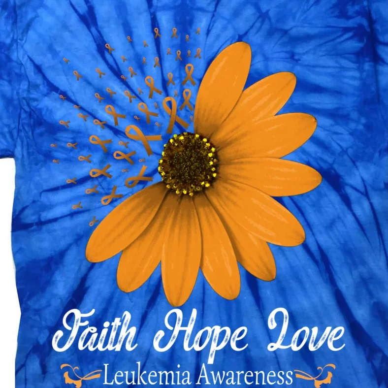 Leukemia Faith Hope Love Orange Ribbon Blood Cancer Support Gift Tie-Dye T-Shirt