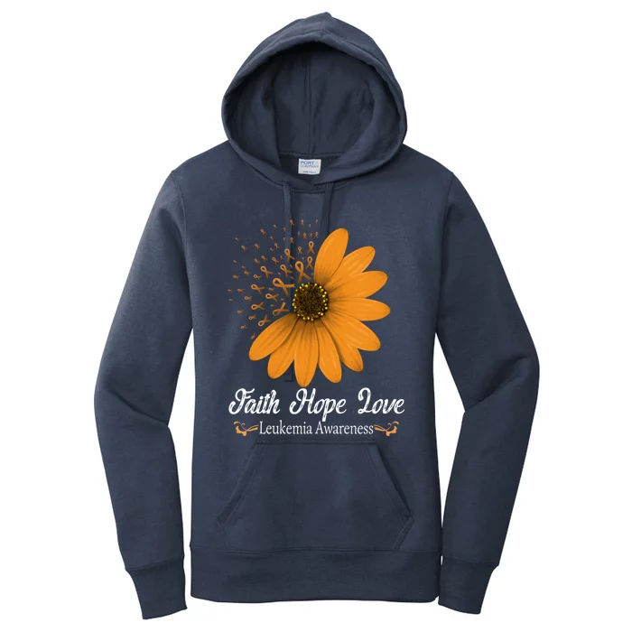 Leukemia Faith Hope Love Orange Ribbon Blood Cancer Support Gift Women's Pullover Hoodie