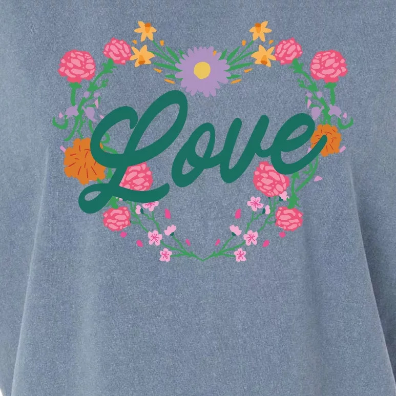 Love Floral Heart Garment-Dyed Women's Muscle Tee